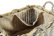 Holzkorb/Kaminkorb rechteckig Kubu grey aus Rattan mit Griffen und Jute