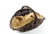 Holzkorb oval Krabu aus Rattan oval mit Henkel und herausnehmbarer Jute