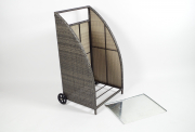 Kaminholzwagen 95 cm aus Polyrattan grau mit 2 R�dern