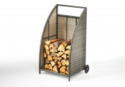 Kaminholzwagen 95 cm aus Polyrattan grau mit 2 R�dern
