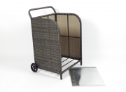 Kaminholzwagen 79 cm aus Polyrattan grau mit 2 R�dern