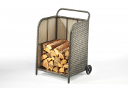 Kaminholzwagen 79 cm aus Polyrattan grau mit 2 R�dern
