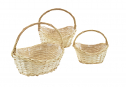 Geschenkkorb aus Weide natur mit Henkelgriff Folie S/3