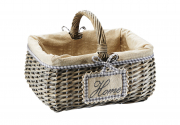 Deko-Korb eckig aus Weide grey-washed mit Textil ausgeschlagen