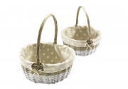 Geschenkkorb Weide grau/wei� mit Textil S/2