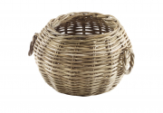 Rattankorb Kartoffel Zwiebelkorb grey rund mit zwei Griffen aus Rattan