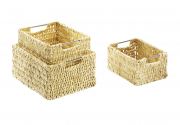 Regalkorb-Set mit drei Gr��en aus Maisblatt mit Metallgriffen S/3