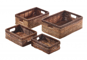 Regalkorb eckig braun aus Bananenblatt auf Metallrahmen S/4
