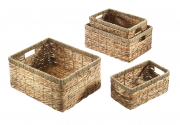 Regalkorb eckig aus Galangablatt auf Metallrahmen geflochten S/4