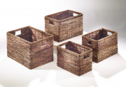 Regalkorb eckig aus Bananenblatt auf Metallrahmen geflochten S/4