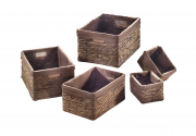 Regalkorb eckig aus Bananenblatt auf Metallrahmen geflochten braun S/5