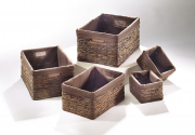 Regalkorb eckig aus Bananenblatt auf Metallrahmen geflochten braun S/5