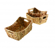 Regalkorb natur aus Wasserhyazinthe auf Metallrahmen geflochten S/3