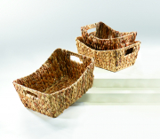 Regalkorb natur aus Wasserhyazinthe auf Metallrahmen geflochten S/3
