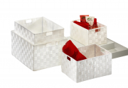 Regalkorb-Set rechteckig, aus wei�em  Nylon mit vier Gr��en