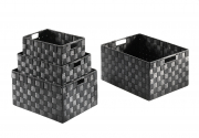 Regalkorb eckig schwarz aus Nylon auf Metallrahmen geflochten S/4