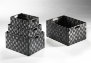 Regalkorb eckig schwarz aus Nylon auf Metallrahmen geflochten S/4