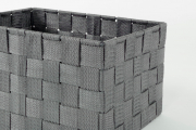Regalkorb eckig grau Nylon auf Metallrahmen geflochten S/4