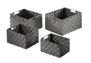 Regalkorb eckig grau Nylon auf Metallrahmen geflochten S/4