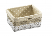 Regalkorb Weide/Textil grau/wei� rechteckig