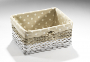 Regalkorb Weide/Textil grau/wei� rechteckig