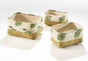 Dekoschale LEAF aus Seegras eckige Form mit Textil S/3