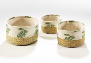 Dekoschale LEAF aus Seegras runde Form mit Textil S/3