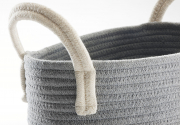Baumwollkorb rund oval grau mit Griffen in wei� S/3