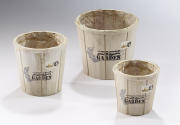 Holzeimer �bertopf Pflanzeimer wei� zum Bepflanzen S/3