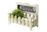 Blumenkasten mit Schiefertafel zum Beschriften aus Holz mit Folie ausgeschlagen