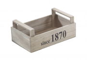 Holzkiste mit Griffen grey washed mit Aufdruck 1870 Gr��e L