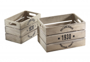 Holzkiste Weinkiste Dekokiste grey washed 1930 rechteckig S/2