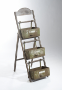 Pflanzleiter aus Holz mit 3 Gef��en aus Metall zum Einh�ngen
