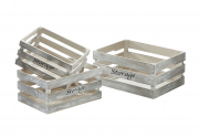 Holzkiste white washed S/3