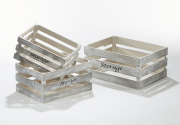 Holzkiste white washed S/3
