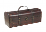 Truhe MONTEGO Holz braun Metall- und Kunstlederapplikationen ohne Deko