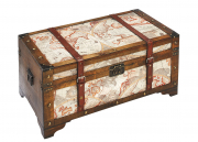 Truhe WORLD mit Kunstleder- und Metallapplikationen 70x40x35 cm