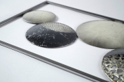 Wandbild SLICES aus Metall Kreise und Ornamente wei� grau silber
