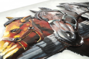 Metallbild 3D rechteckig HORSES als 3D Relief