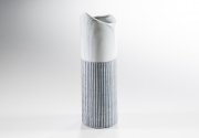 Deko-Vase hoch rund aus Keramik in grau-wei�
