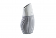 Deko-Vase bauchige Form aus Keramik grau-wei�