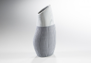 Deko-Vase bauchige Form aus Keramik grau-wei�