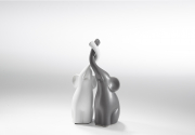 Verliebte Elefanten Set H�he 25 cm grau-wei� Keramik
