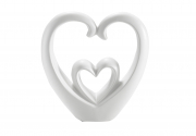Dekofigur 2 Herzen 25 cm Keramik matt-wei�