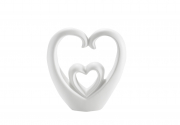 Dekofigur 2 Herzen 21 cm Keramik matt-wei�