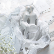 Dekofigur Liebespaar 31 cm Keramik matt-wei�