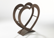 Kaminholzregal HEART aus Metall in der Farbe antikbraun