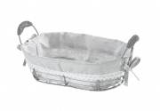Drahtschale oval 30x20x8 cm grau Textil