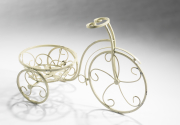 Deko-Fahrrad mit Pflanzkorb, aus Metall in der Farbe antique wei�