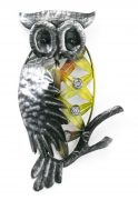 Wanddekoration Eule aus Metall mit Acrylperlen